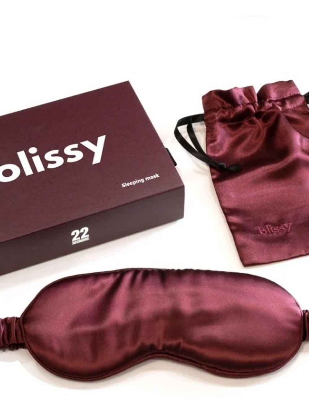 Blissy Satin Sleep Mask with Pouch in Burgundy